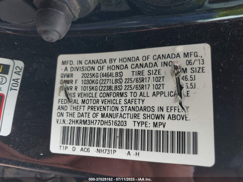 2013 HONDA CR-V EX-L - 2HKRM3H77DH516203