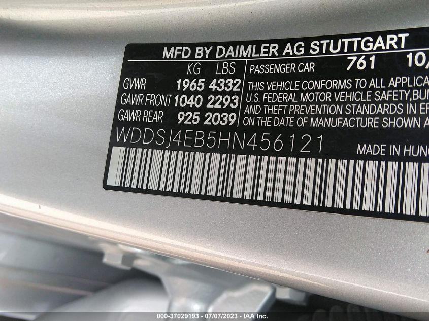 2017 MERCEDES-BENZ CLA CLA 250 - WDDSJ4EB5HN456121
