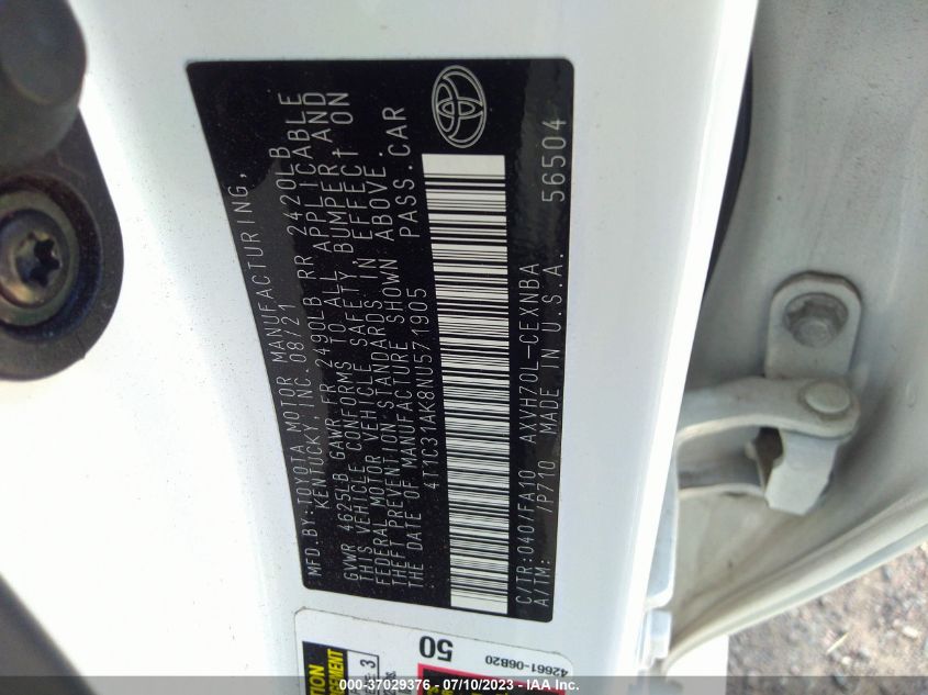 2022 TOYOTA CAMRY LE - 4T1C31AK8NU571905
