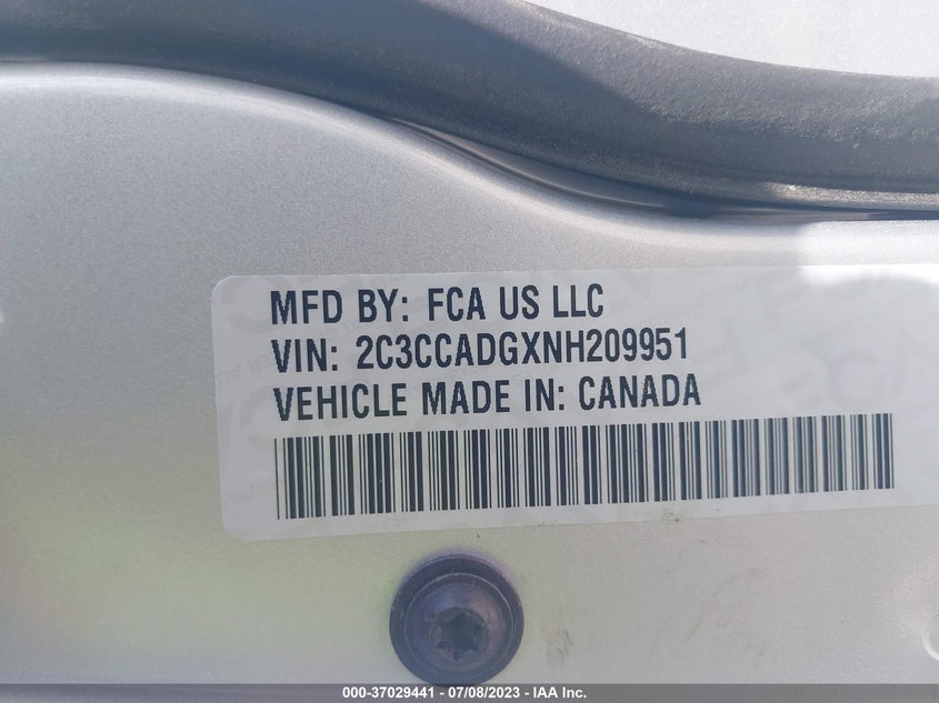 VIN 2C3CCADGXNH209951 2022 CHRYSLER 300 TOURING L