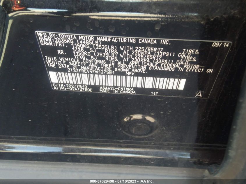 2015 TOYOTA RAV4 LE - 2T3ZFREV4FW137591