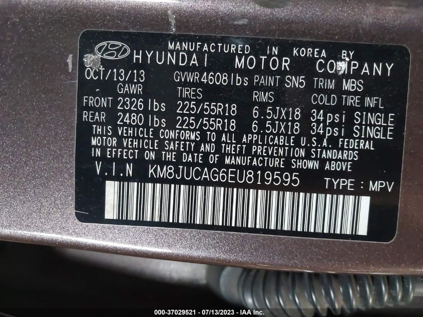 2014 HYUNDAI TUCSON LIMITED - KM8JUCAG6EU819595