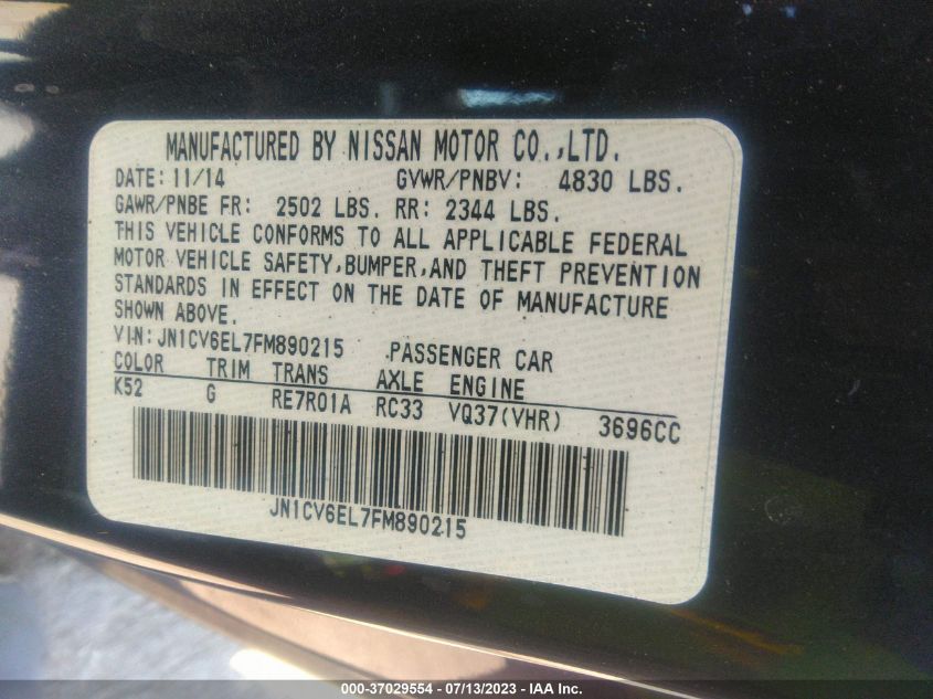2015 INFINITI Q60 COUPE - JN1CV6EL7FM890215
