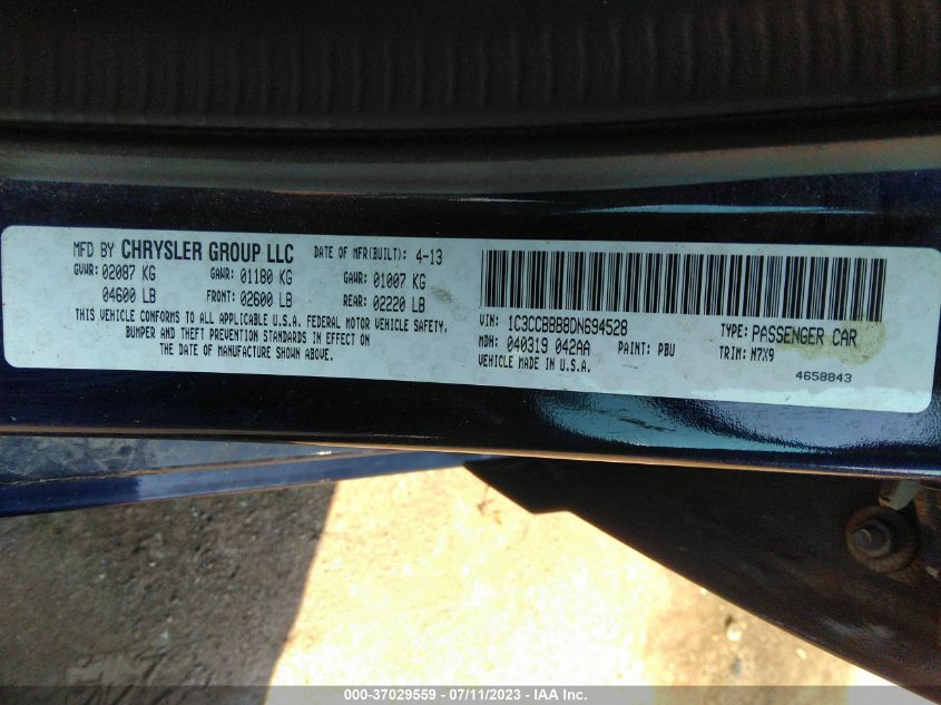 2013 CHRYSLER 200 TOURING - 1C3CCBBB8DN694528