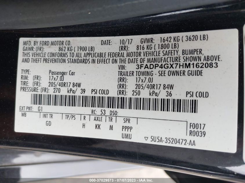 2017 FORD FIESTA ST - 3FADP4GX7HM162083