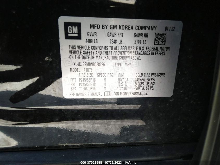 2022 BUICK ENCORE PREFERRED - KL4CJESM0NB538226