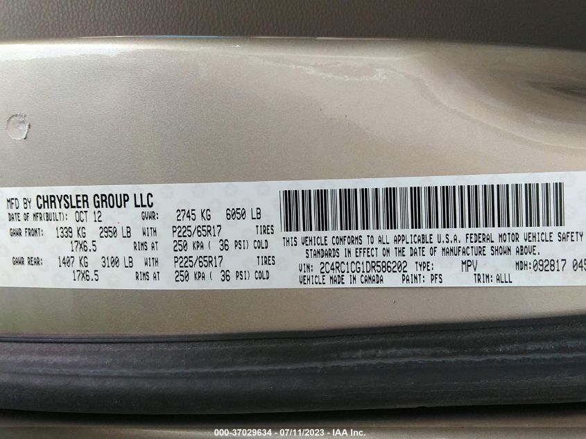 2013 CHRYSLER TOWN & COUNTRY TOURING L - 2C4RC1CG1DR586202