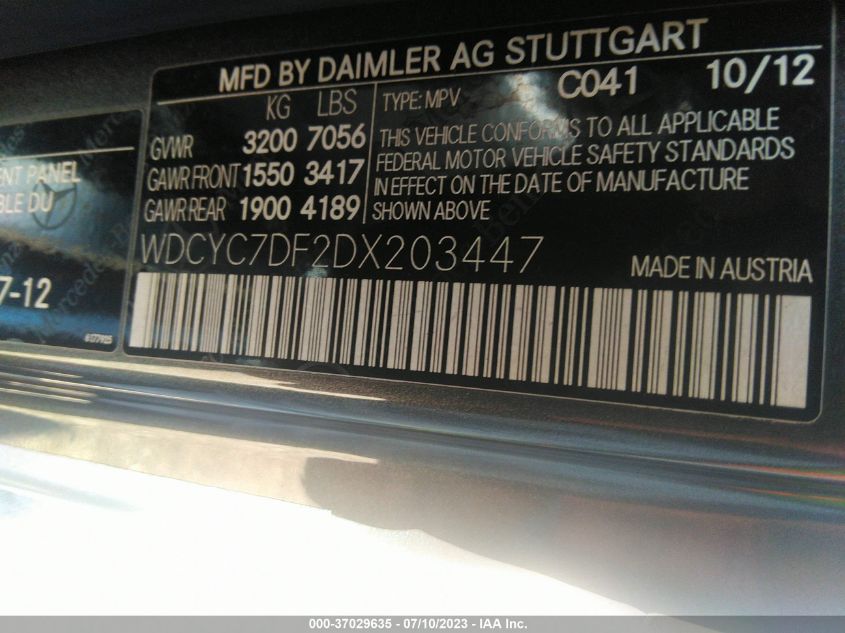 2013 MERCEDES-BENZ G-CLASS G 63 AMG WDCYC7DF2DX203447