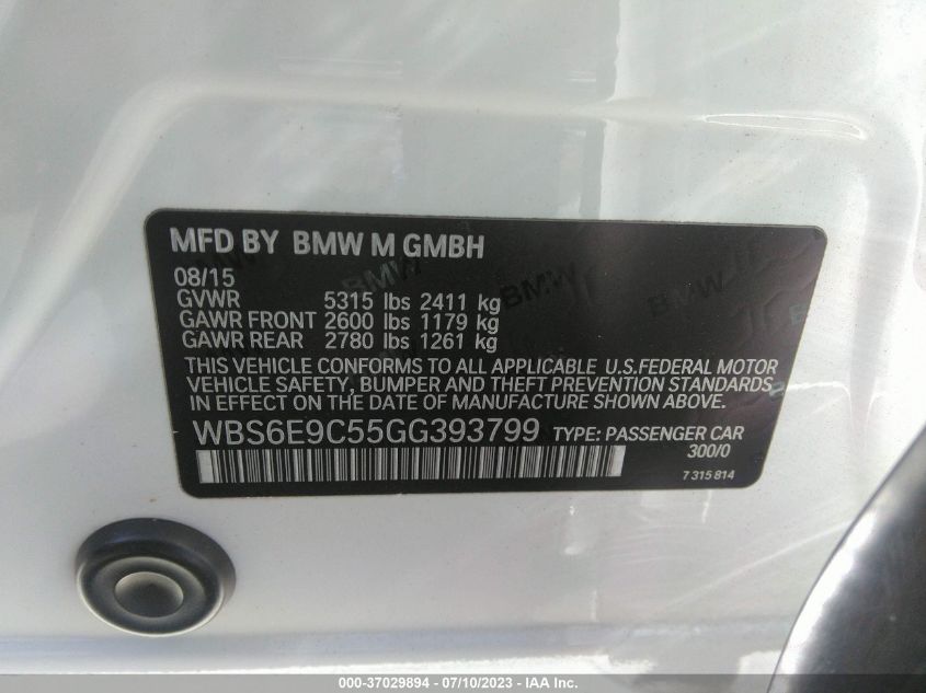 2016 BMW M6 WBS6E9C55GG393799