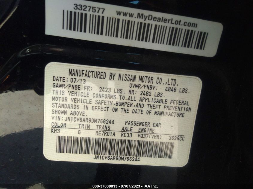 2013 INFINITI G37 SEDAN X - JN1CV6AR9DM766244