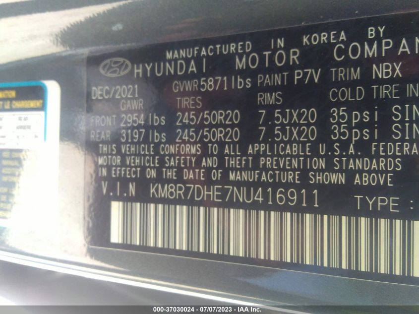 2022 HYUNDAI PALISADE CALLIGRAPHY - KM8R7DHE7NU416911