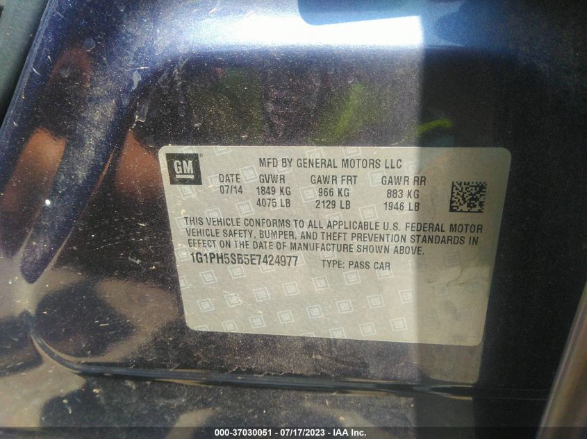 2014 CHEVROLET CRUZE ECO - 1G1PH5SB5E7424977