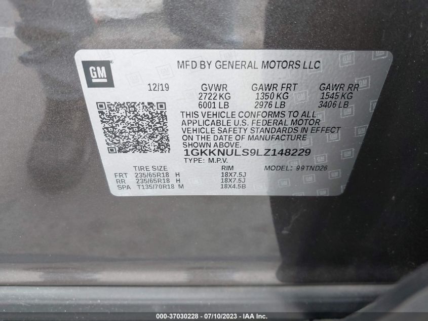 2020 GMC ACADIA SLT - 1GKKNULS9LZ148229