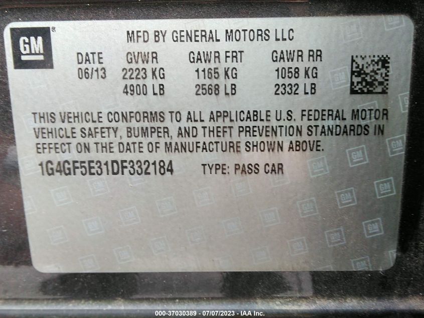 2013 BUICK LACROSSE PREMIUM 1 - 1G4GF5E31DF332184