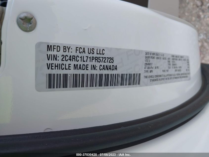 2023 CHRYSLER PACIFICA - 2C4RC1L71PR572725
