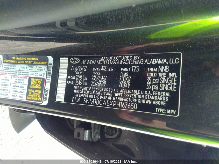VIN 5NMJBCAEXPH167650 2023 HYUNDAI TUCSON SEL