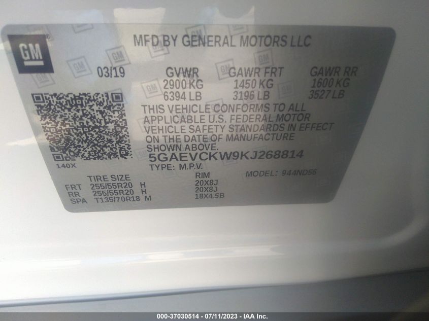 2019 BUICK ENCLAVE AVENIR - 5GAEVCKW9KJ268814