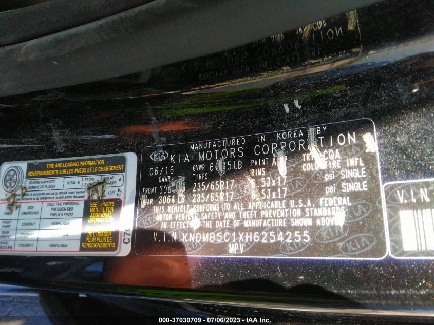 2017 KIA SEDONA LX - KNDMB5C1XH6254255