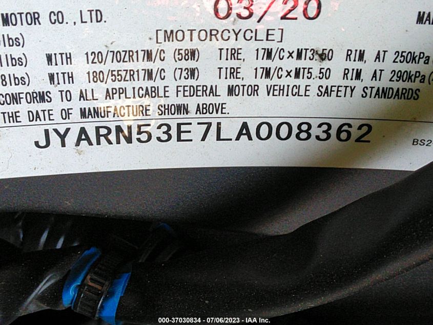 2020 YAMAHA MT09 JYARN53E7LA008362
