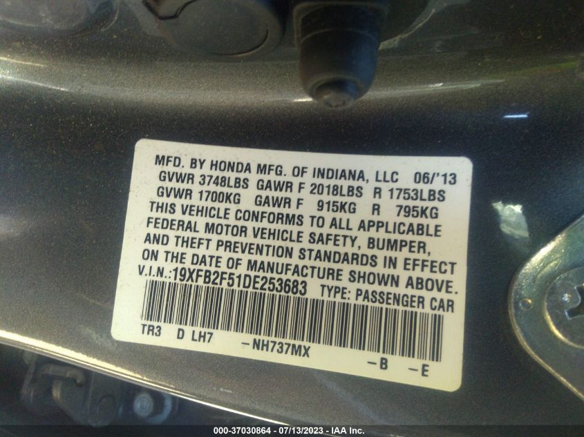 2013 HONDA CIVIC SDN LX - 19XFB2F51DE253683