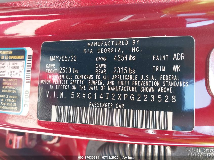 2023 KIA K5 LXS - 5XXG14J2XPG223528