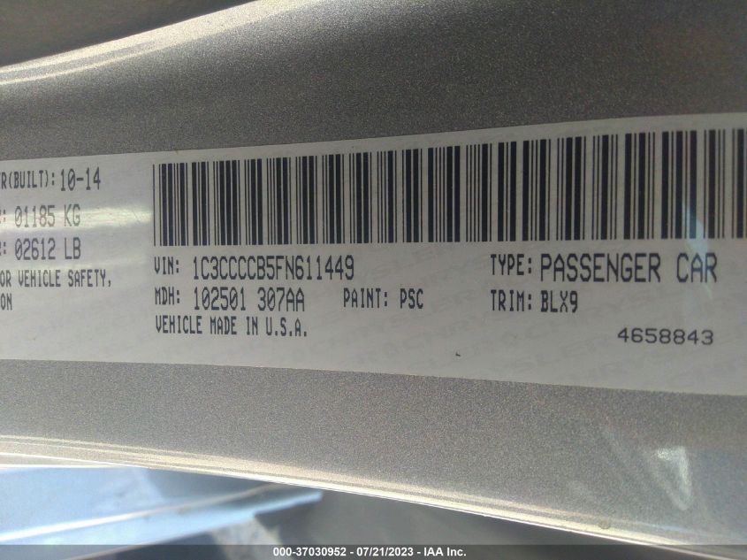 2015 CHRYSLER 200 C - 1C3CCCCB5FN611449