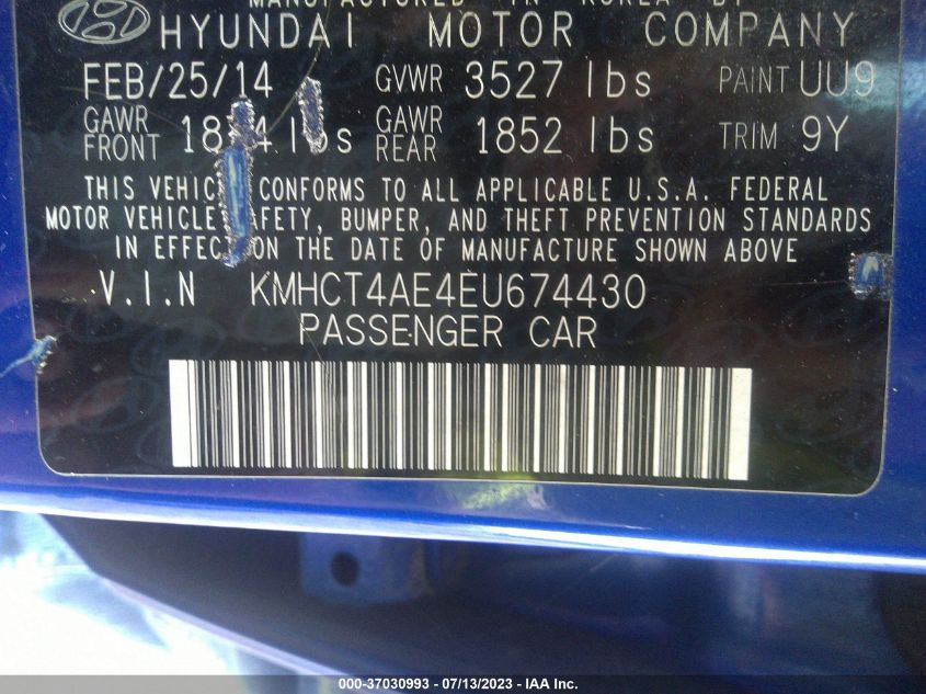 2014 HYUNDAI ACCENT GLS - KMHCT4AE4EU674430