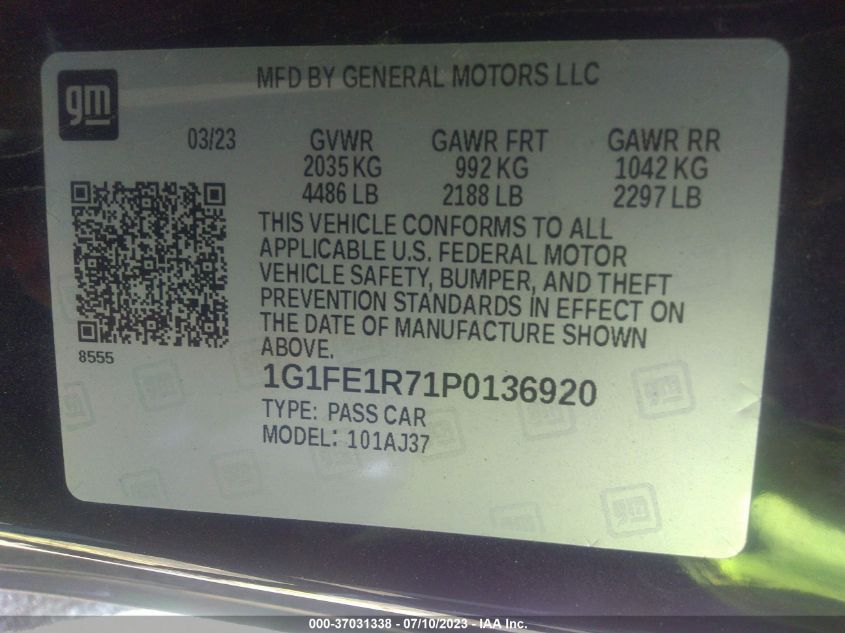 2023 CHEVROLET CAMARO 1SS - 1G1FE1R71P0136920