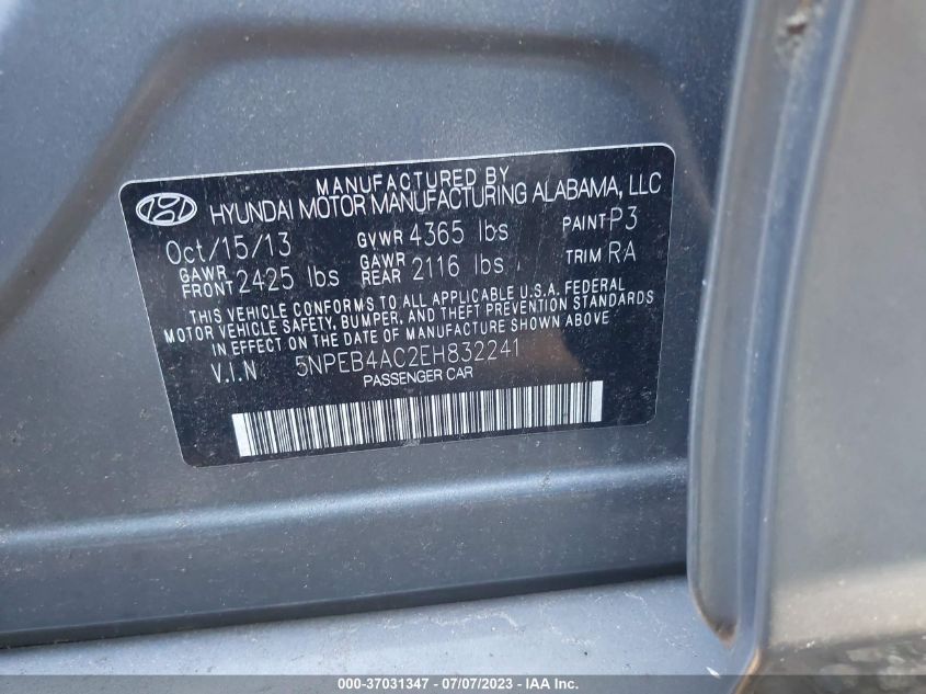 2014 HYUNDAI SONATA GLS - 5NPEB4AC2EH832241