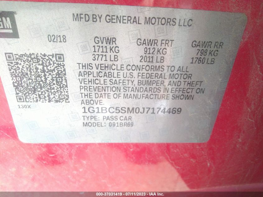 2018 CHEVROLET CRUZE LS - 1G1BC5SM0J7174469
