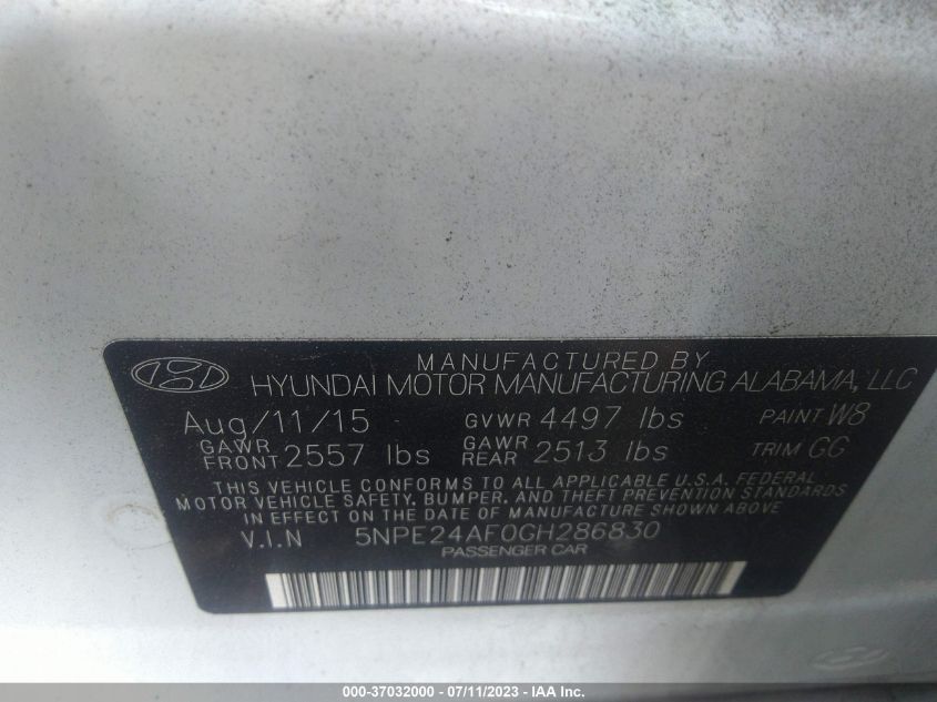 2016 HYUNDAI SONATA 2.4L SE - 5NPE24AF0GH286830