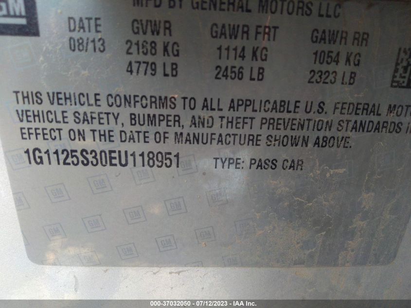 2014 CHEVROLET IMPALA LT - 1G1125S30EU118951