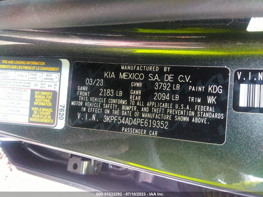 2023 KIA FORTE GT-LINE - 3KPF54AD4PE619352