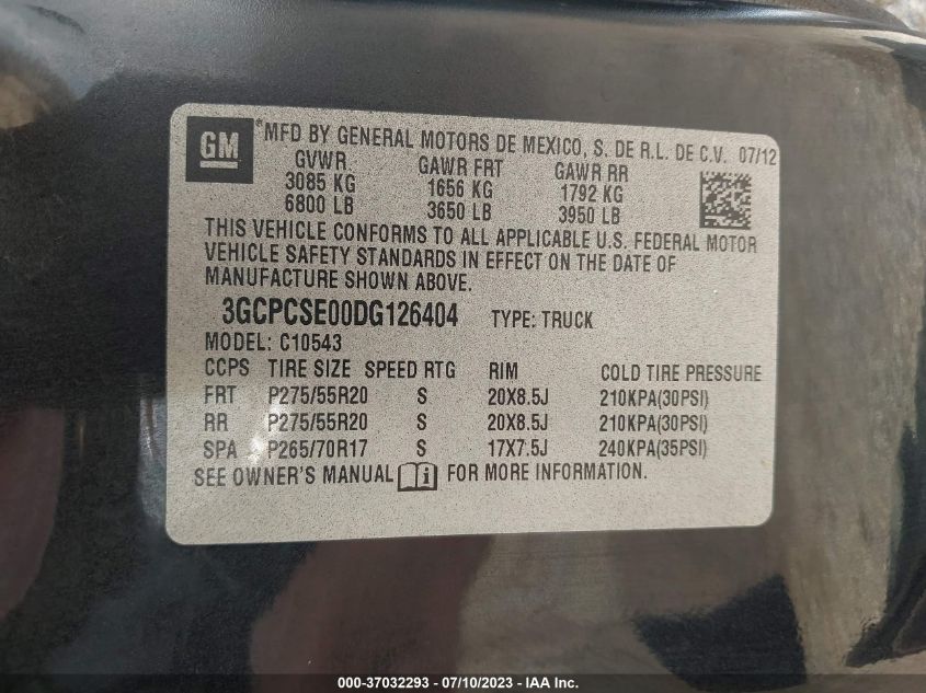 2013 CHEVROLET SILVERADO 1500 LT - 3GCPCSE00DG126404