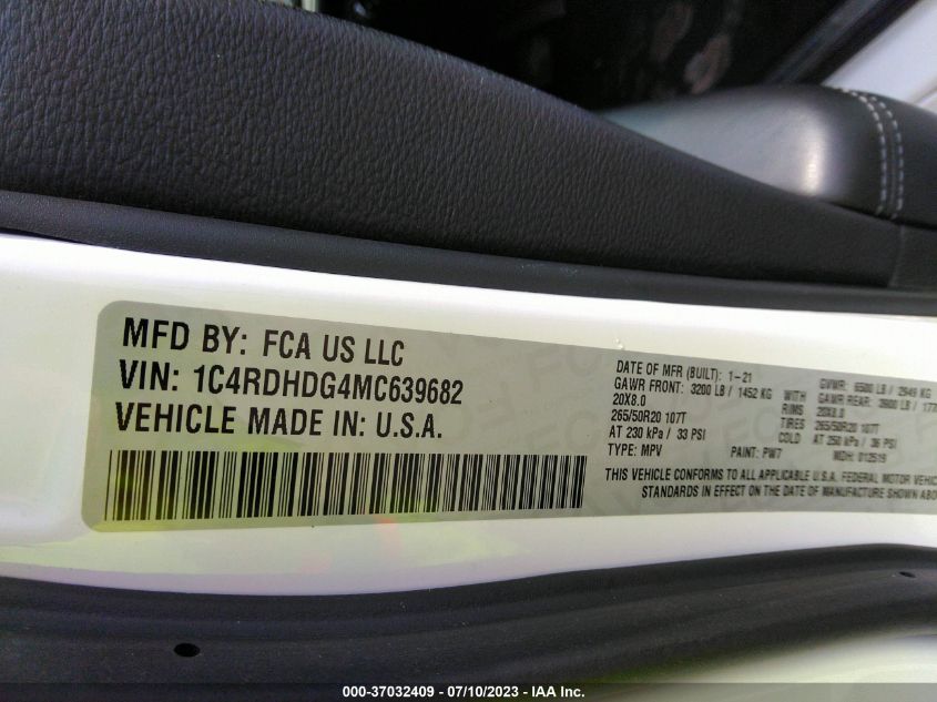 2021 DODGE DURANGO GT PLUS - 1C4RDHDG4MC639682