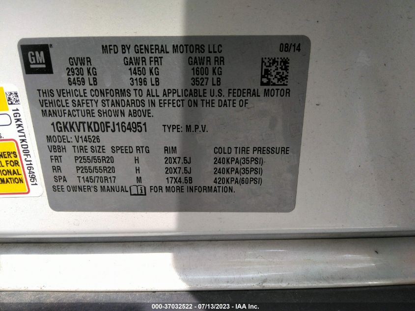 2015 GMC ACADIA DENALI - 1GKKVTKD0FJ164951
