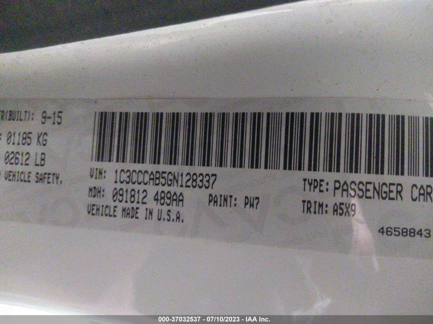 2016 CHRYSLER 200 LIMITED - 1C3CCCAB5GN128337