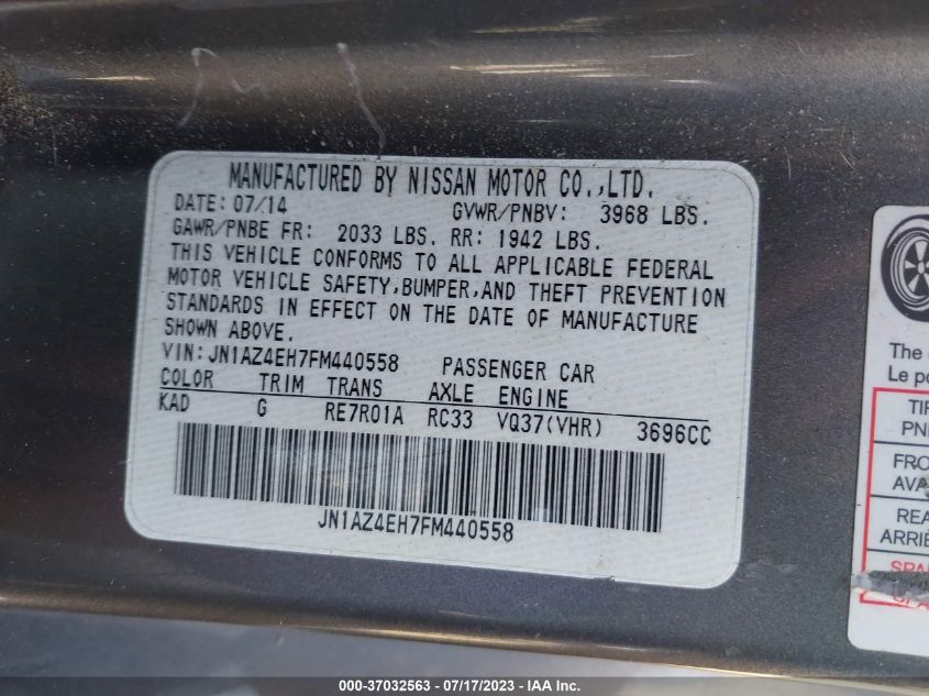 2015 NISSAN 370Z SPORT TECH - JN1AZ4EH7FM440558