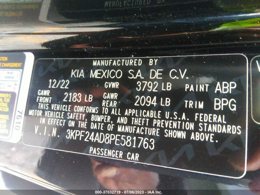 2023 KIA FORTE LXS - 3KPF24AD8PE581763