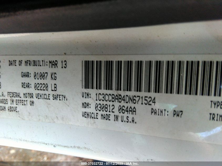 2013 CHRYSLER 200 LX - 1C3CCBAB4DN671524