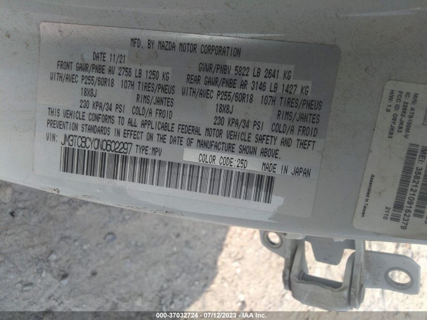 2022 MAZDA CX-9 TOURING - JM3TCBCY0N0602297