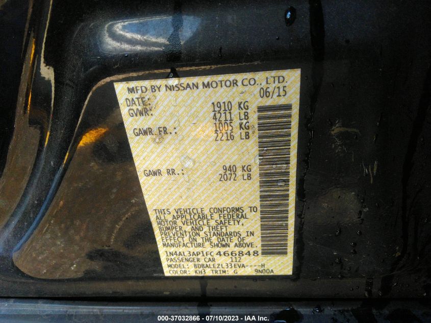 2015 NISSAN ALTIMA 2.5 S - 1N4AL3AP1FC466848