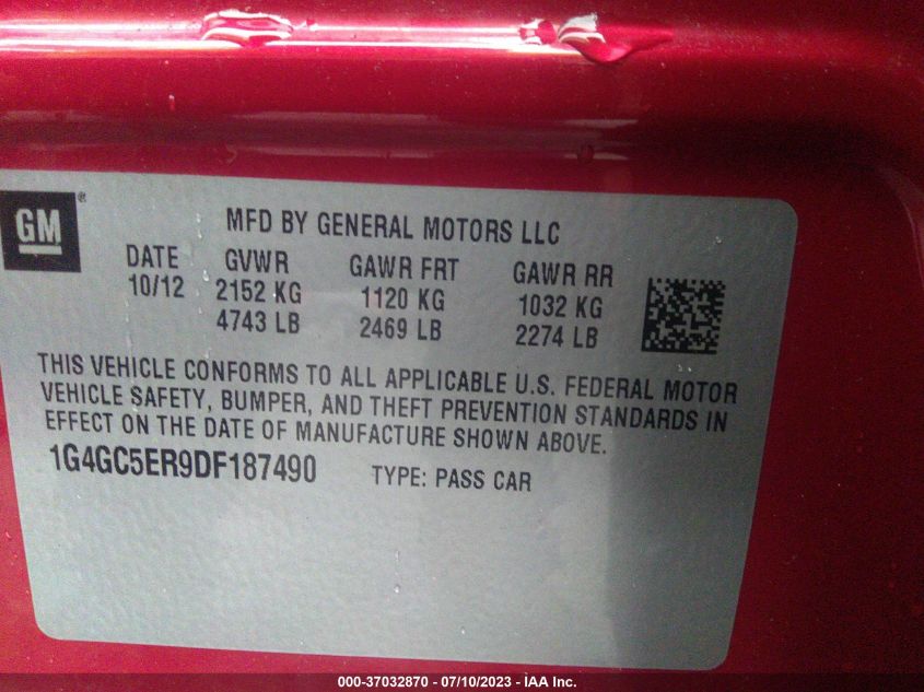 2013 BUICK LACROSSE LEATHER - 1G4GC5ER9DF187490