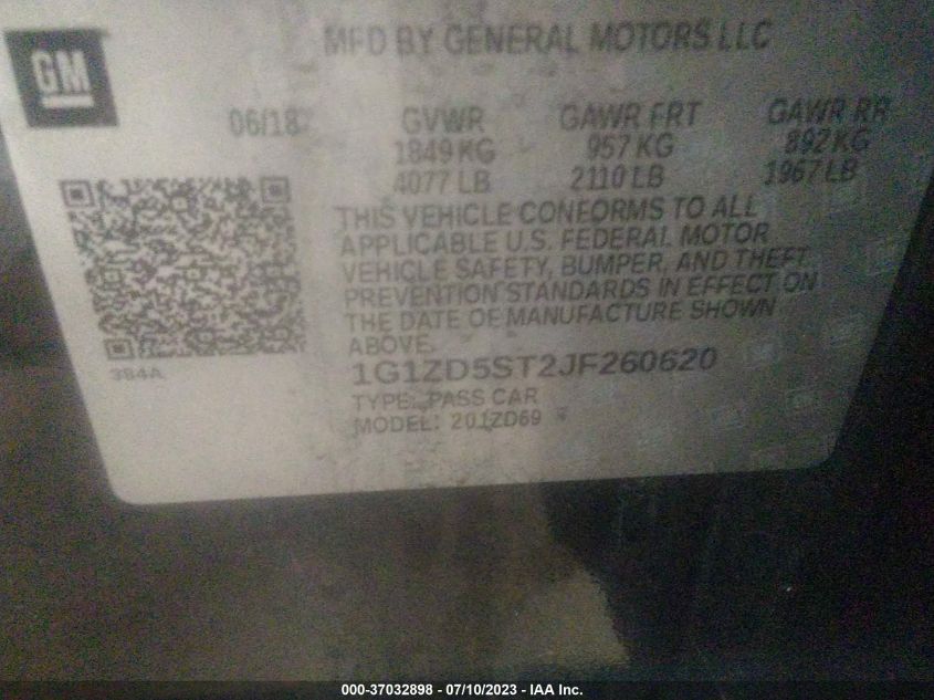 2018 CHEVROLET MALIBU LT - 1G1ZD5ST2JF260620