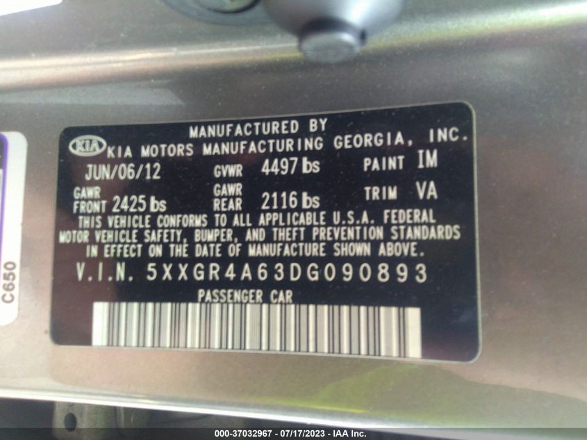 2013 KIA OPTIMA SX - 5XXGR4A63DG090893