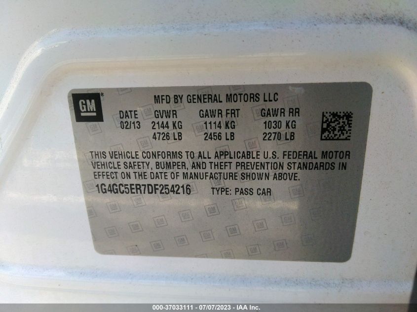 2013 BUICK LACROSSE LEATHER - 1G4GC5ER7DF254216