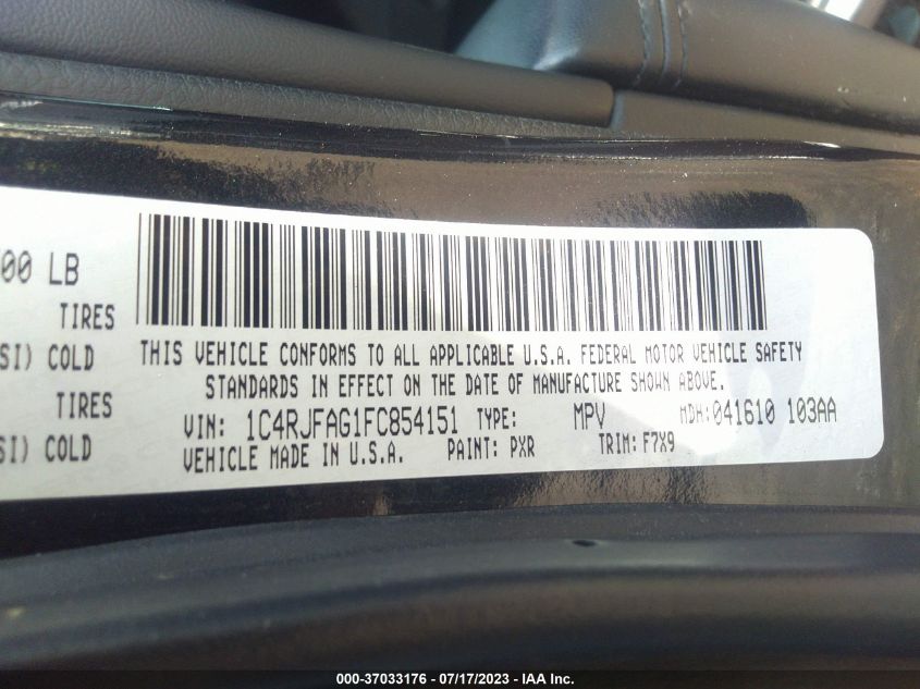 2015 JEEP GRAND CHEROKEE LAREDO - 1C4RJFAG1FC854151