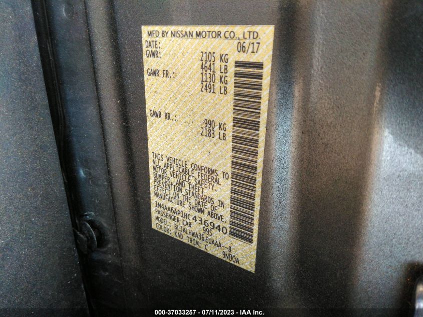 2017 NISSAN MAXIMA PLATINUM - 1N4AA6AP1HC436940