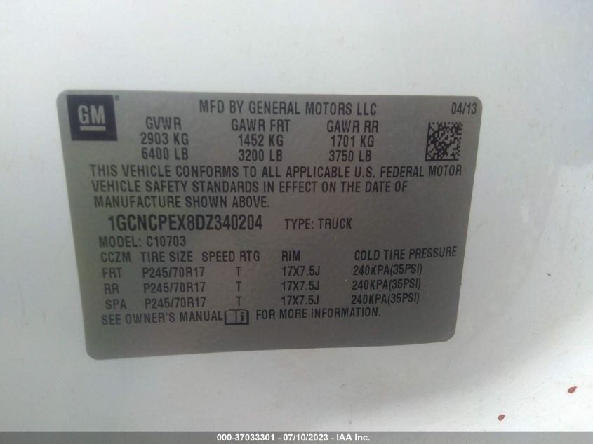 2013 CHEVROLET SILVERADO 1500 WORK TRUCK - 1GCNCPEX8DZ340204