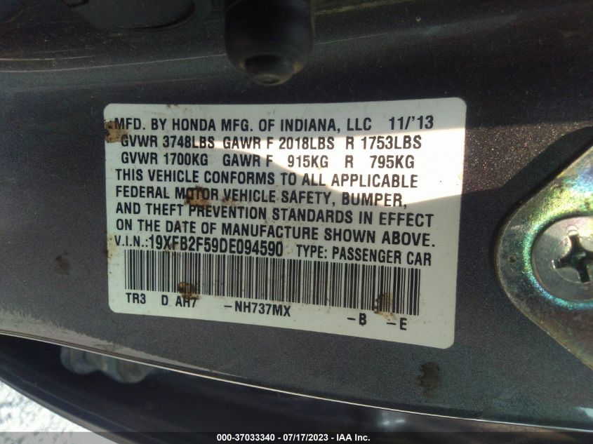 2013 HONDA CIVIC SDN LX - 19XFB2F59DE094590